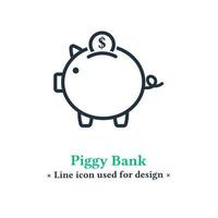 The piggy bank icon isolated on a white background, the piggy bank symbol for web and mobile applications. vector