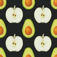 hand draw vegetable and fruits seamless pattern design on black