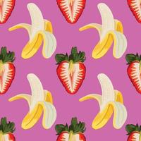 mixed fruits hand draw vegetable seamless pattern design on pink vector