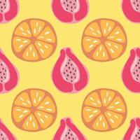 orange and papaya seamless pattern design on yellow vector