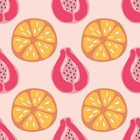 orange and papaya seamless pattern design on pink vector