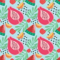 pink dragon fruits seamless pattern vector design on blue background