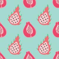 pink dragon fruits seamless pattern design on blue background vector