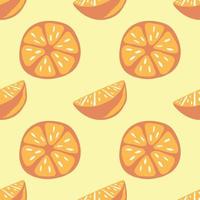 mixed fruits and orange seamless pattern design on yellow background vector