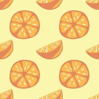 frutas mixtas y diseño de patrones sin fisuras naranja sobre fondo amarillo vector