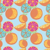 mixed fruits and orange seamless pattern design on blue background