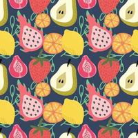 mix fruits cute hand draw fruits seamless pattern colorful fruits