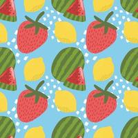 mixed fruits colourful pattern design on blue background
