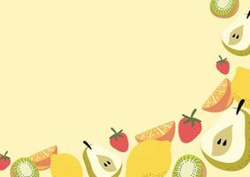 fondo de frutas y verduras frescas vector fondo amarillo