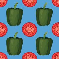 hand draw vegetable and fruits seamless pattern design on blue vector