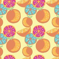 mixed fruits and orange seamless pattern design on yellow vector