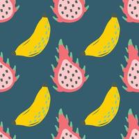 cute banana and mixed fruits background vector