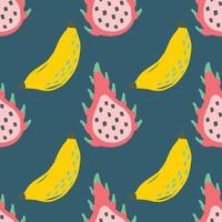 lindo fondo de plátano y frutas mixtas vector