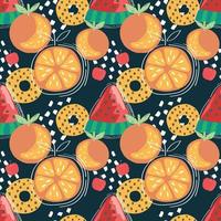 mixed fruits and orange seamless pattern design vector