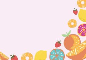 mix fresh fruit and vegetable background vector pink background