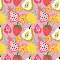mix fruits cute hand draw fruits seamless pattern colorful vector