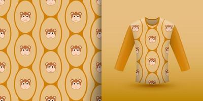 Monkey seamless pattern with shirt vector