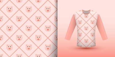 Pig seamless pattern with shirt vector