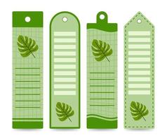 Set of colored bookmarks with Monstera vector