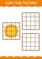 Copy the picture with Sun. Worksheet for kids vector