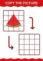 Copy the picture with Watermelon. Worksheet for kids vector