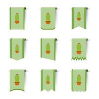 Set of colored bookmarks with Cactus vector