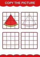 Copy the picture with Watermelon. Worksheet for kids vector