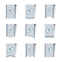 Set of colored bookmarks with Glasses vector