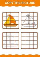 Copy the picture with Sailboat. Worksheet for kids vector