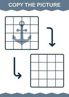 Copy the picture with Anchor. Worksheet for kids vector