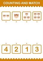 Counting and match Monkey face. Worksheet for kids vector