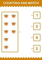 Counting and match Deer face. Worksheet for kids vector