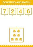 Counting and match Giraffe face. Worksheet for kids vector