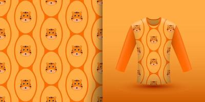 Tiger seamless pattern with shirt vector
