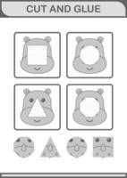 Cut and glue Rhinoceros face. Worksheet for kids vector