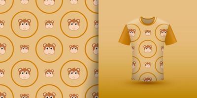 Monkey seamless pattern with shirt vector