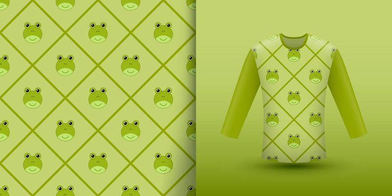 Frog seamless pattern with shirt