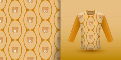 Bear seamless pattern with shirt vector