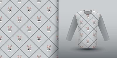 Rabbit seamless pattern with shirt vector