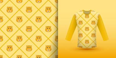 Leopard seamless pattern with shirt vector