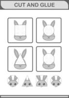 Cut and glue Rabbit face. Worksheet for kids vector