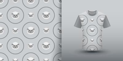 Sheep seamless pattern with shirt vector