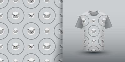 Sheep seamless pattern with shirt vector