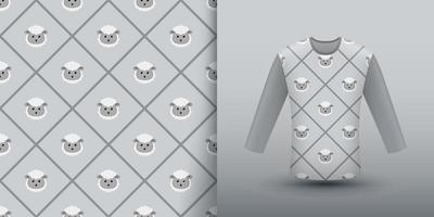 Sheep seamless pattern with shirt vector