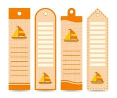 Set of colored bookmarks with Sailboat vector