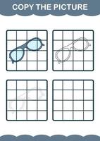 Copy the picture with Glasses. Worksheet for kids vector