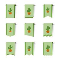 Set of colored bookmarks with Cactus vector