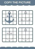 Copy the picture with Anchor. Worksheet for kids vector