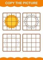 Copy the picture with Sun. Worksheet for kids vector