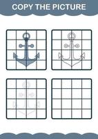 Copy the picture with Anchor. Worksheet for kids vector